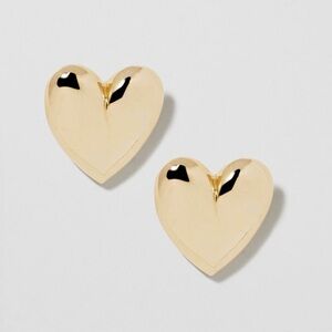 Jennifer Fisher Small Puffy Heart Earrings in yellow gold.